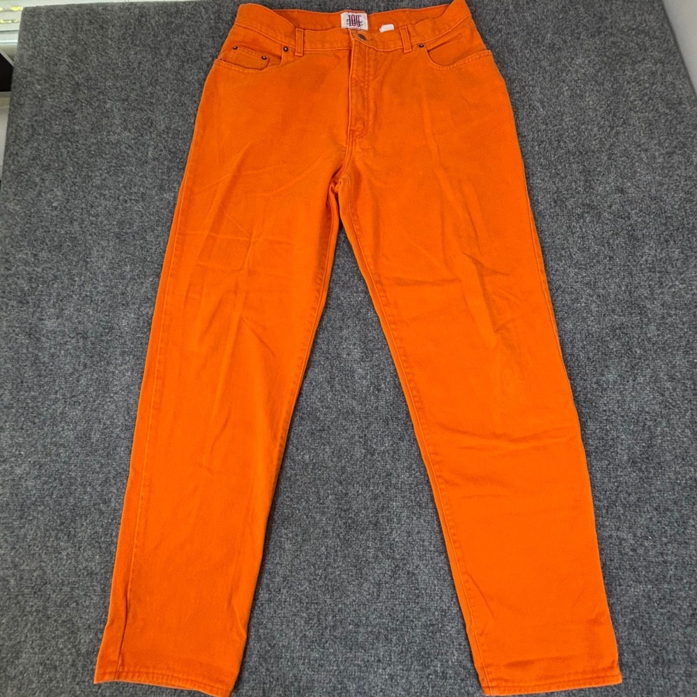 IOU Vintage‎ Mens Orange Denim Straight Leg Jeans 36x31 High Rise 90s Streetwear